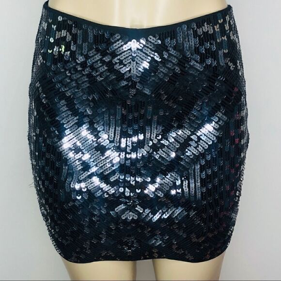 Express sequin  black mini skirt XS - Picture 1 of 4